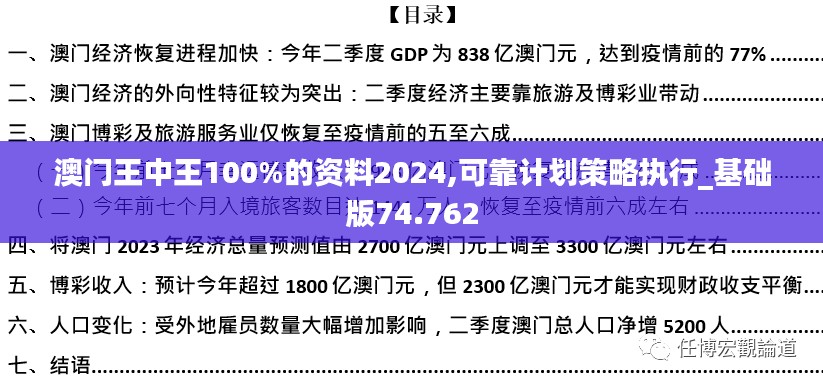 澳门王中王100%的资料2024,可靠计划策略执行_基础版74.762