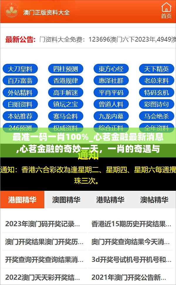 心茗金融最新动态揭秘，一肖的奇遇与友情的温暖