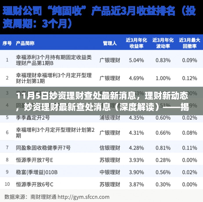 揭秘妙资理财最新进展，深度解读最新查处消息与未来展望（深度报道）