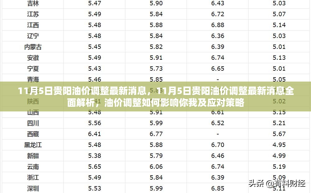 11月5日贵阳油价调整最新消息全面解析，影响及应对策略