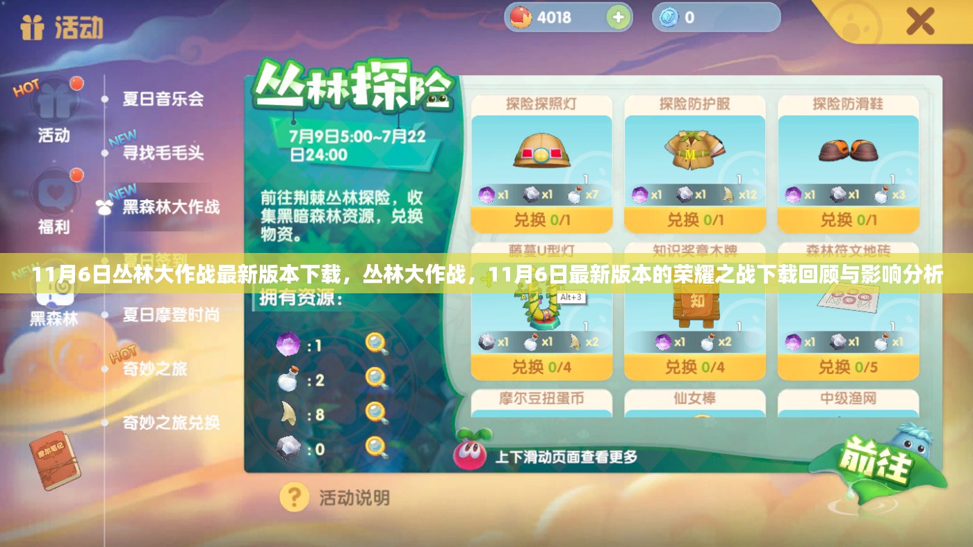 11月6日丛林大作战最新版本下载回顾与影响分析，荣耀之战的激荡丛林