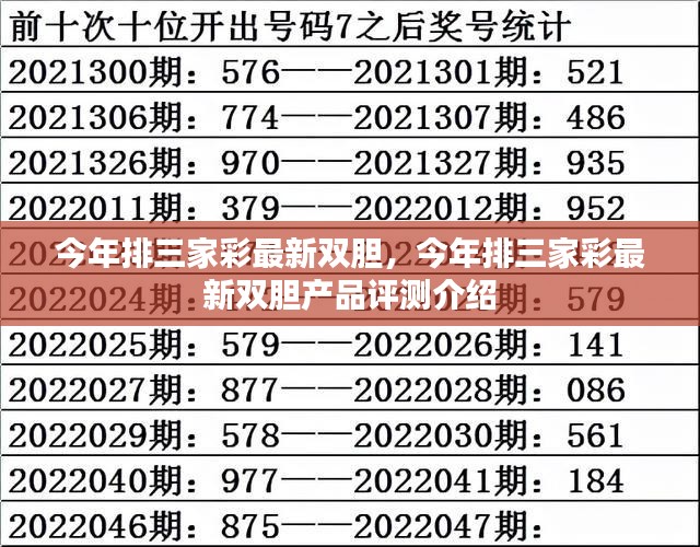 今年排三家彩最新双胆产品评测介绍及特点分析