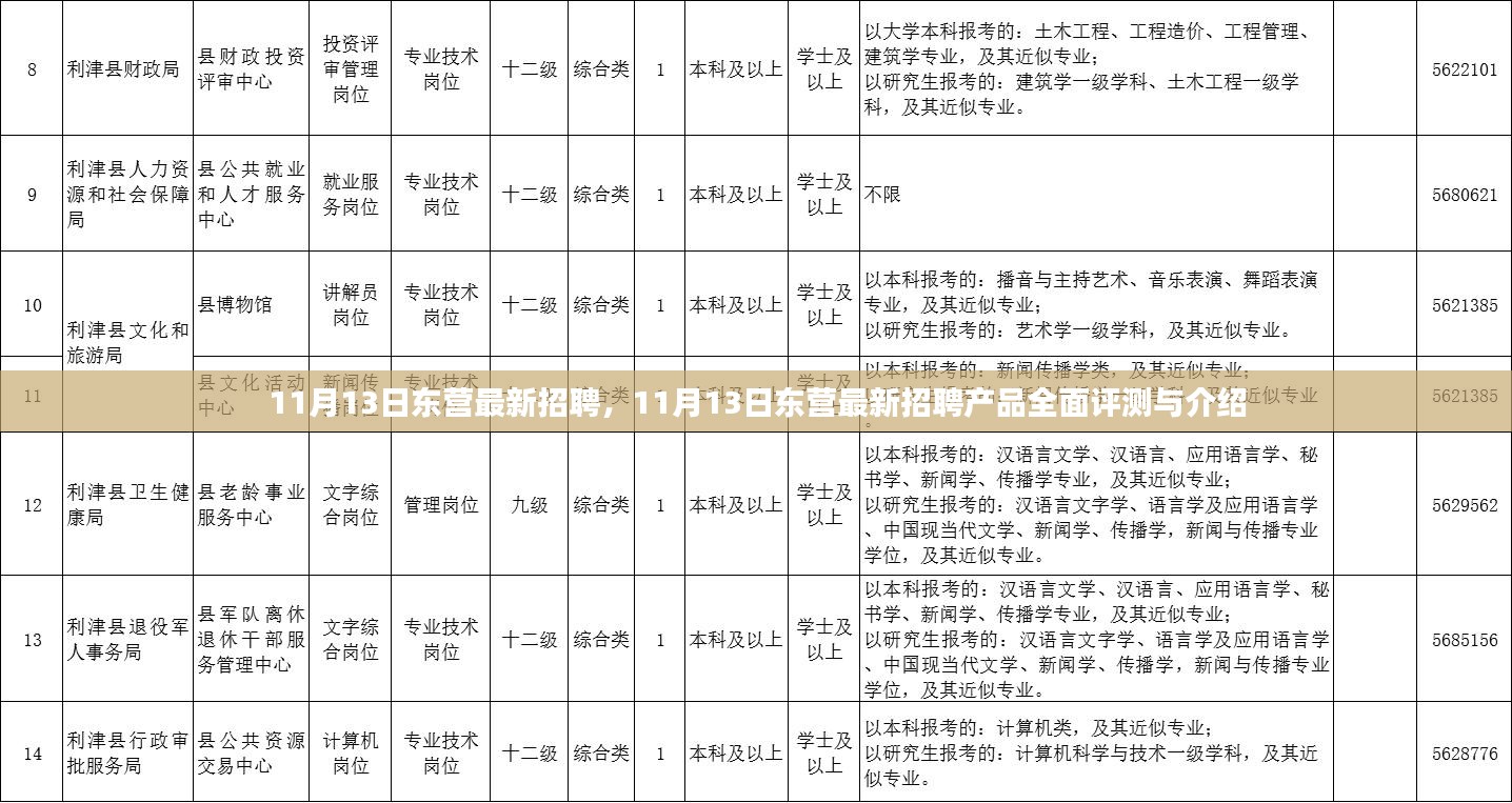 11月13日东营最新招聘产品全面介绍与评测