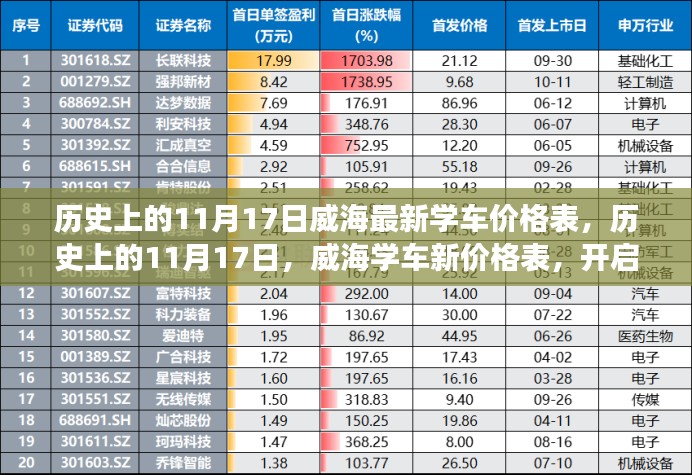 历史上的11月17日威海学车新价格表揭晓，开启自信驾驶之旅！