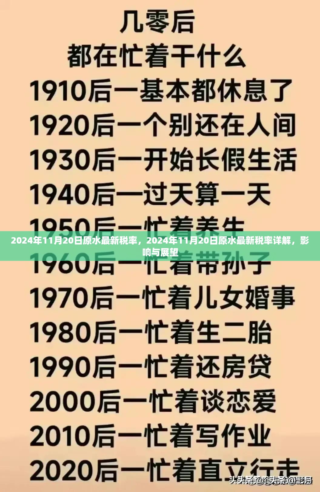 2024年11月20日原水最新税率详解，影响与展望