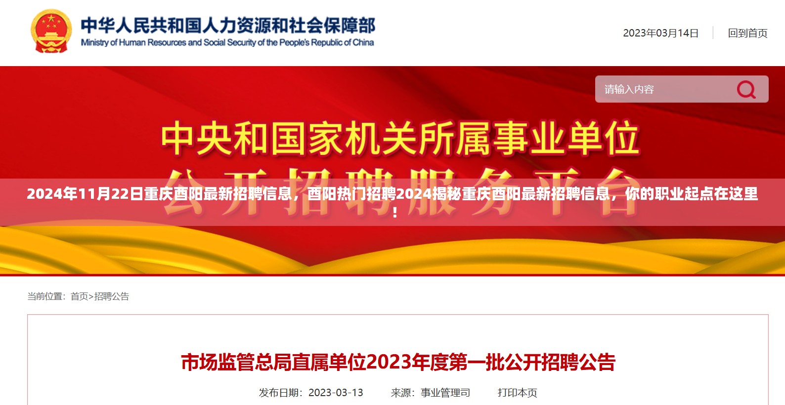 重庆酉阳最新招聘信息揭秘，职业起点，热门招聘2024年11月榜单出炉！