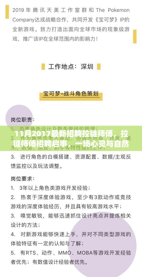 心灵与自然美景的拉链之旅，拉链师傅招聘启事（最新招聘启事）