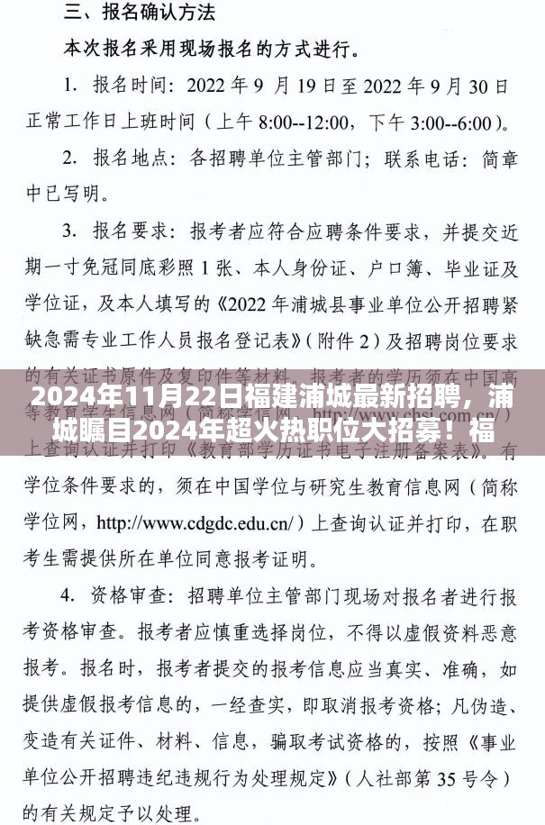 福建浦城最新招聘热潮，2024年超火热职位大招募信息全解析