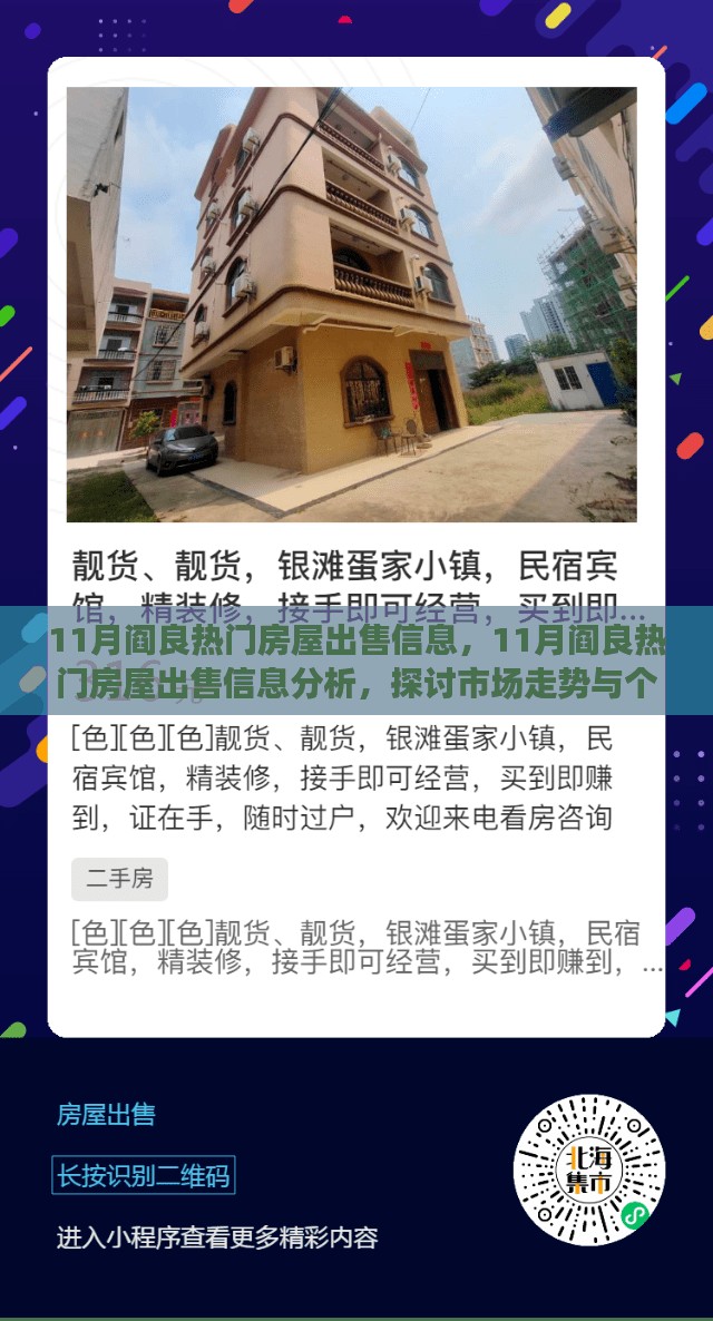 11月阎良热门房屋出售信息解析，市场走势与个人立场探讨