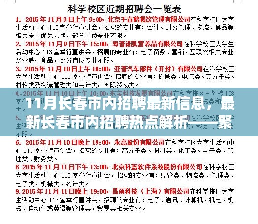 聚焦十一月长春职场动态，最新招聘信息与热点解析