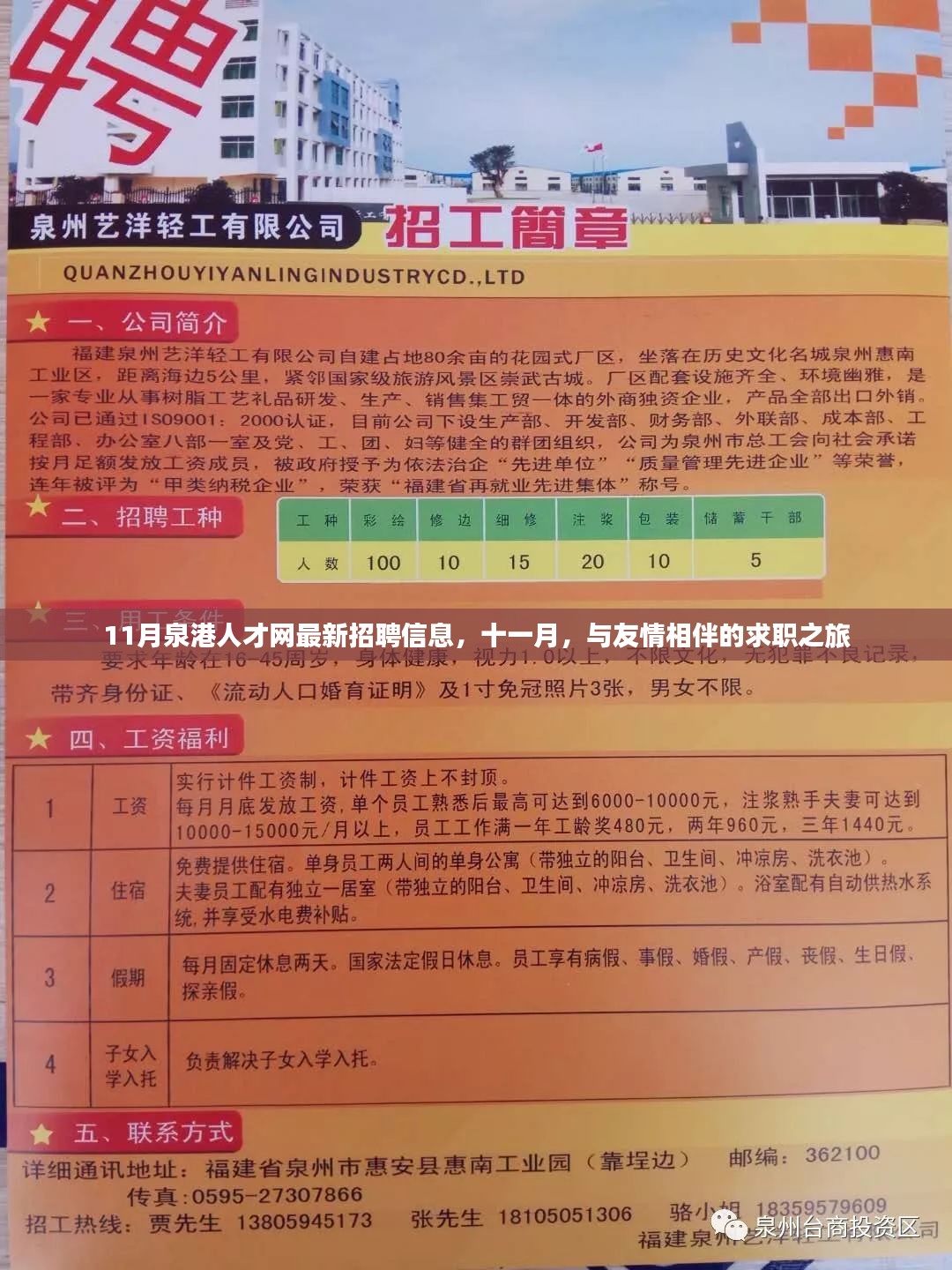 泉港人才网最新招聘信息揭秘，友情相伴的求职之旅十一月版