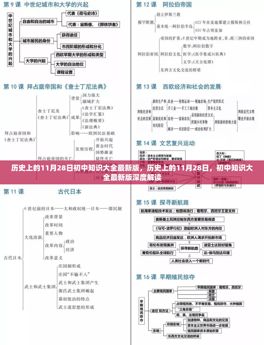 历史上的11月28日深度解读，初中知识大全最新版概览