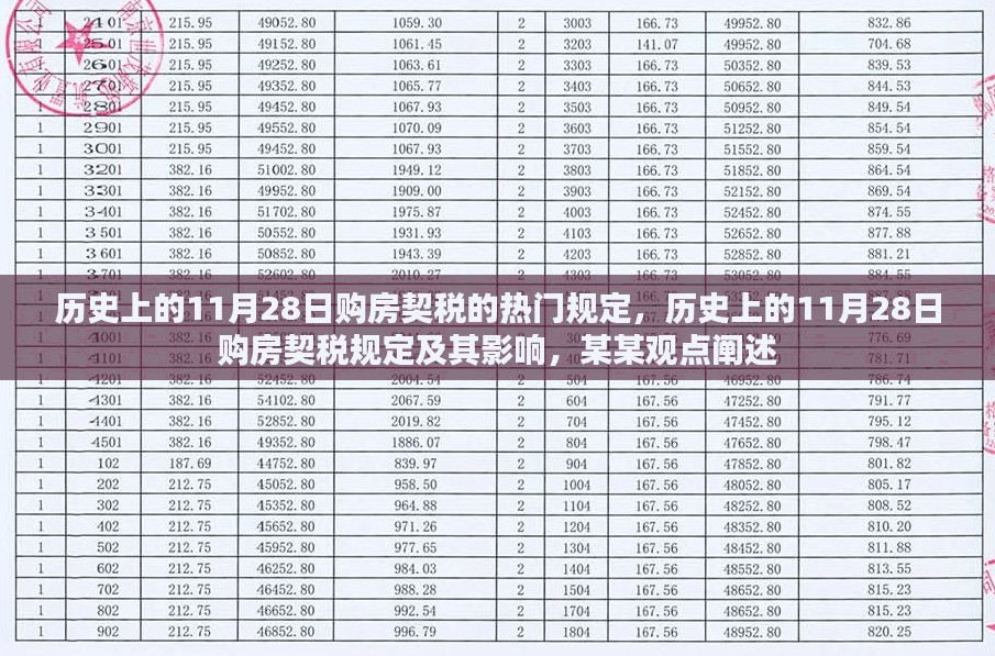 历史上的11月28日购房契税规定及其影响，某某观点深度解读与阐述