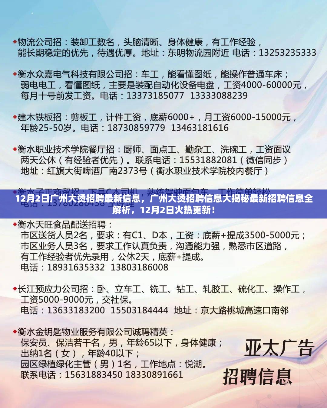 广州大烫招聘最新信息解析，12月2日火热更新与招聘信息全揭秘