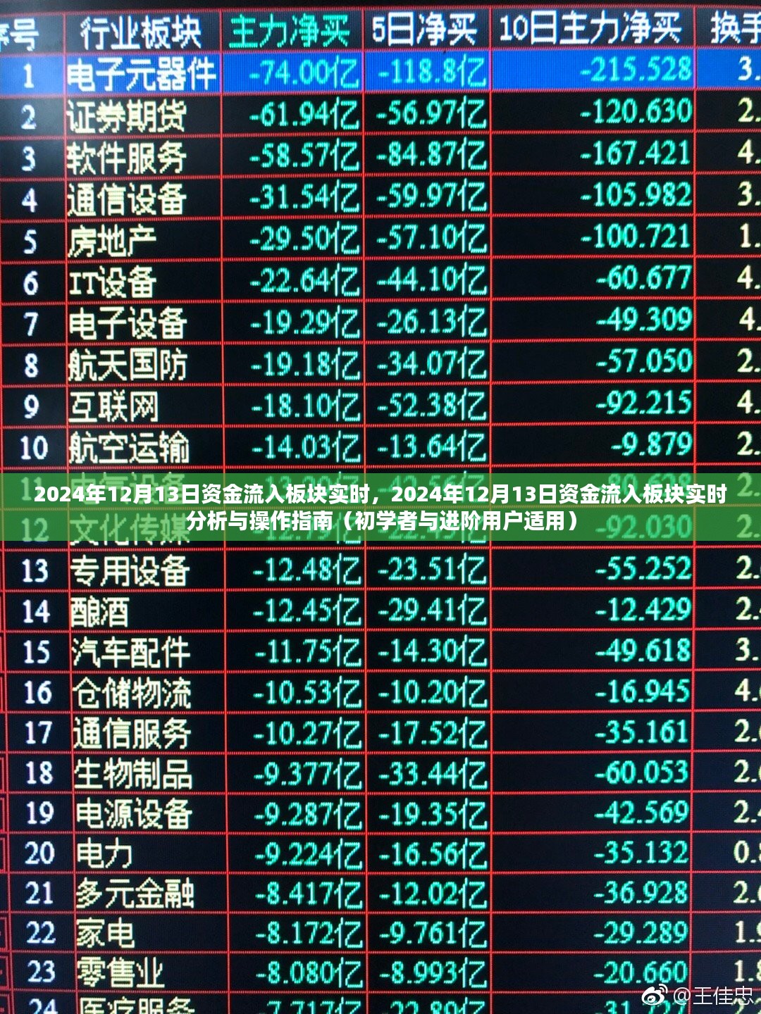 2024年12月13日资金流入板块实时分析与操作指南，适合初学者与进阶用户的全面指导