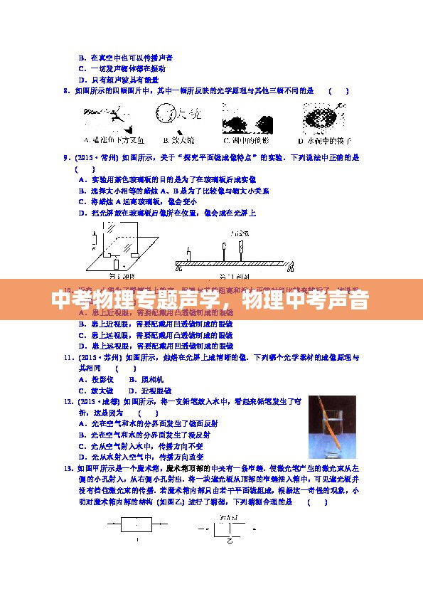 中考物理专题声学，物理中考声音 