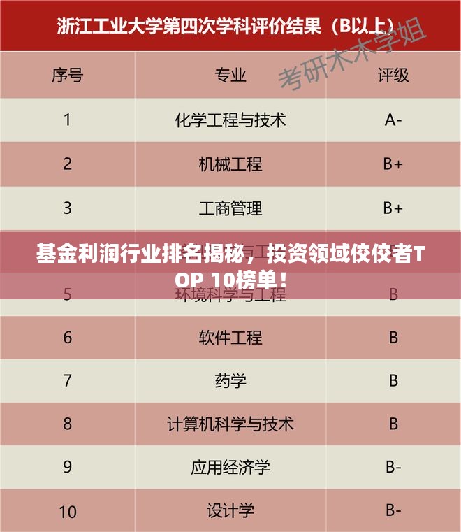 基金利润行业排名揭秘，投资领域佼佼者TOP 10榜单！