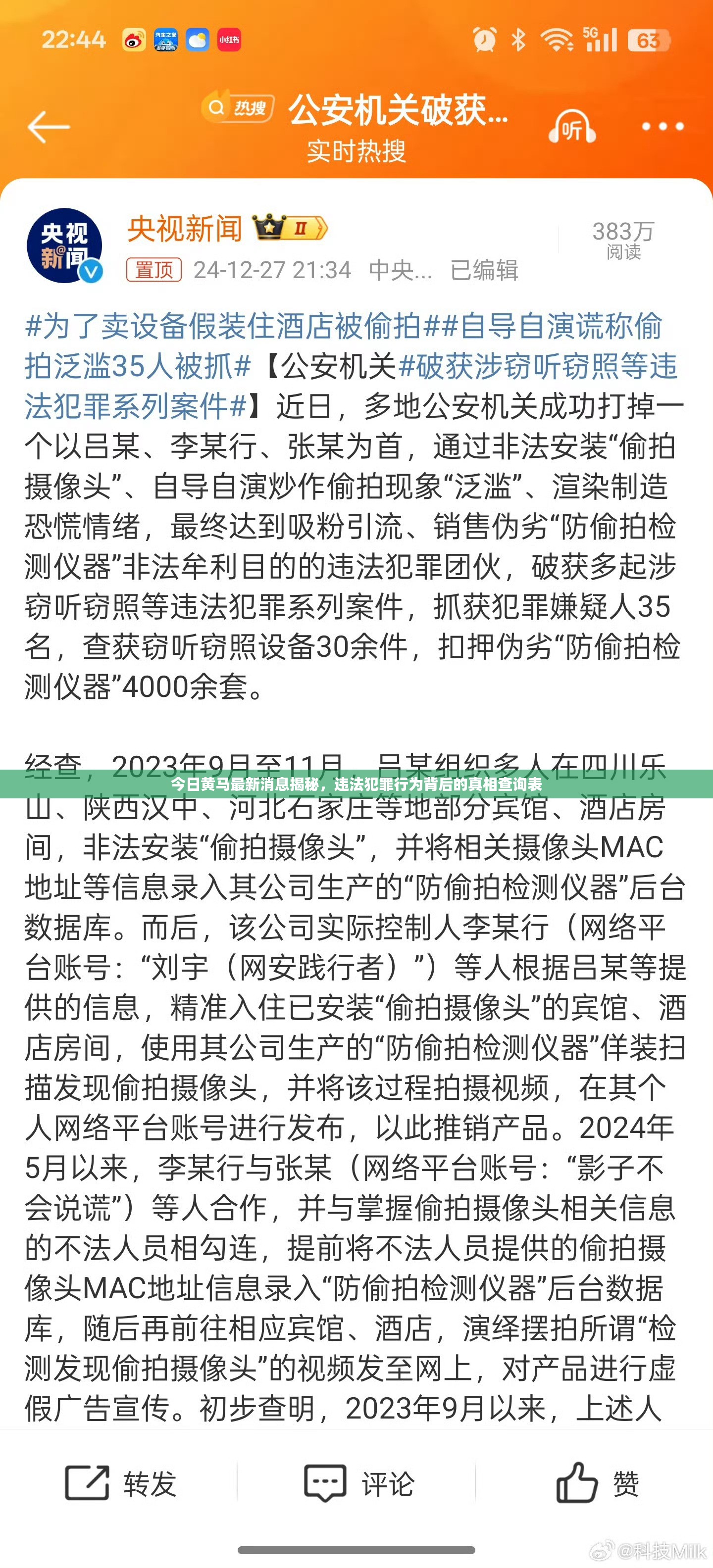 今日黄马最新消息揭秘，违法犯罪行为背后的真相查询表