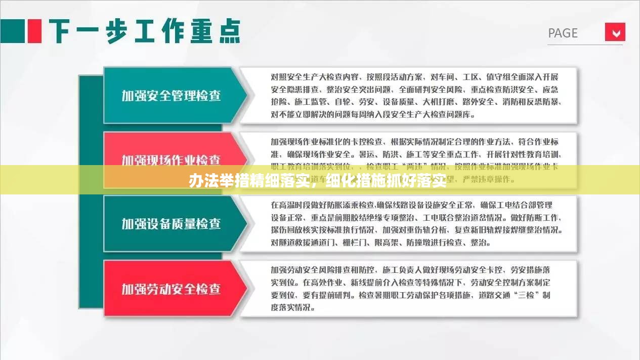 办法举措精细落实，细化措施抓好落实 