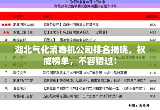 湖北气化消毒机公司排名揭晓，权威榜单，不容错过！