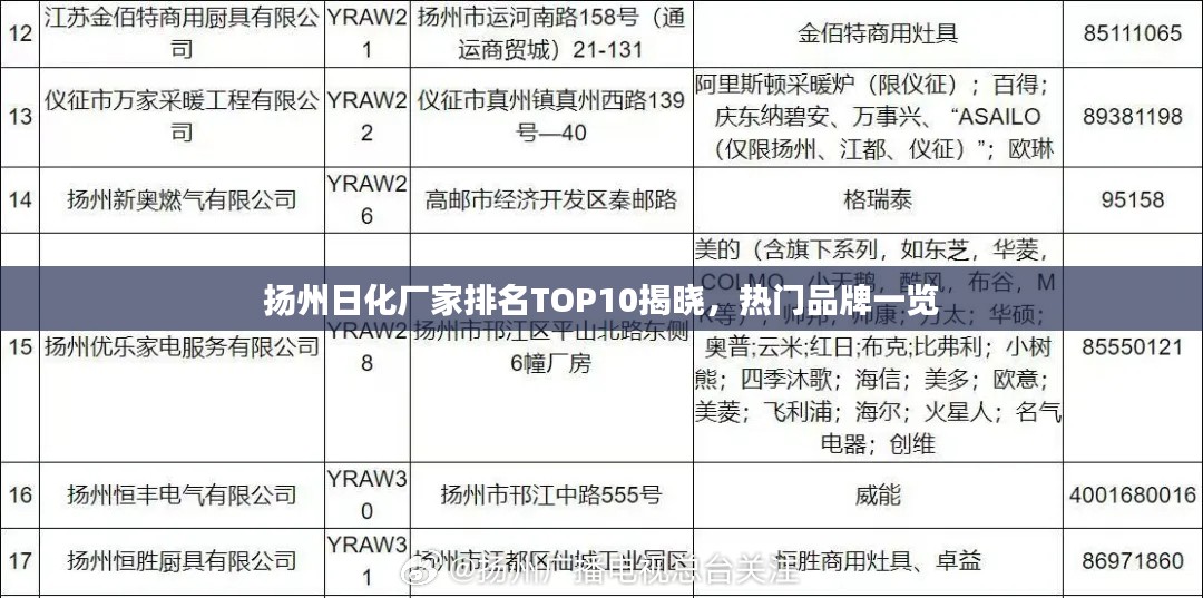 扬州日化厂家排名TOP10揭晓，热门品牌一览