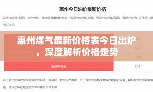 惠州煤气最新价格表今日出炉，深度解析价格走势