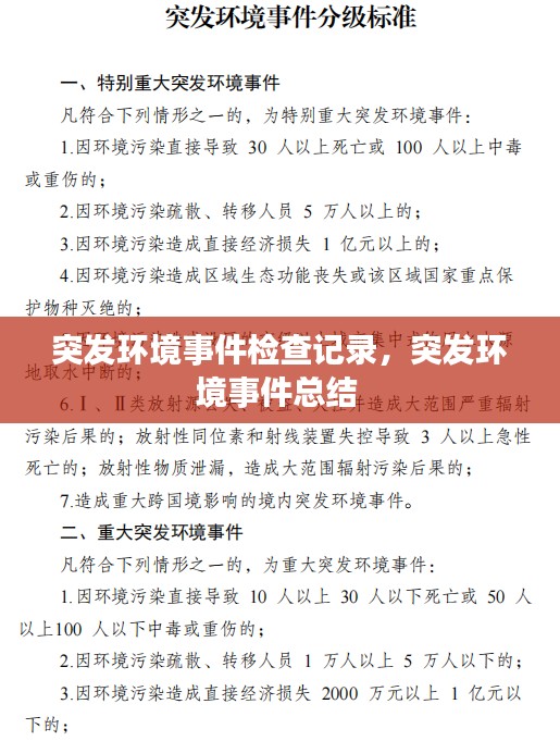 突发环境事件检查记录，突发环境事件总结 